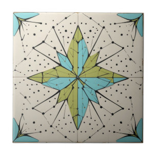 Retro Mid Century Modern Atomic Geometric Pattern Tile