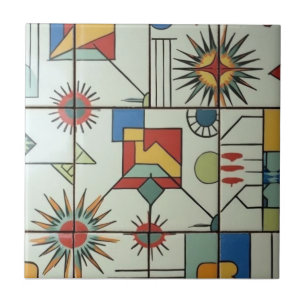 Retro Mid Century Modern Atomic Geometric Pattern Tile