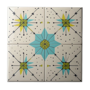 Retro Mid Century Modern Atomic Geometric Pattern Tile