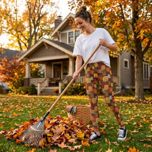 Retro Mid Century Modern Autumn Forest Leggings