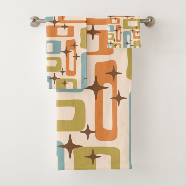 Retro Mid Century Modern Bath Towel Set (Insitu)