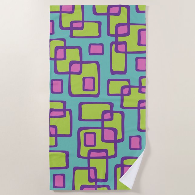 Retro Mid Century Modern Beach Towel (Front)