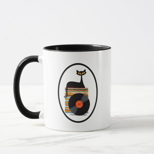 Retro mid Century Modern Black cat with bacelite Mug (Left)