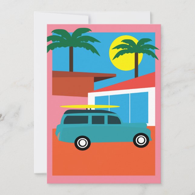 Retro Mid-Century Modern California Print Invitation (Front)