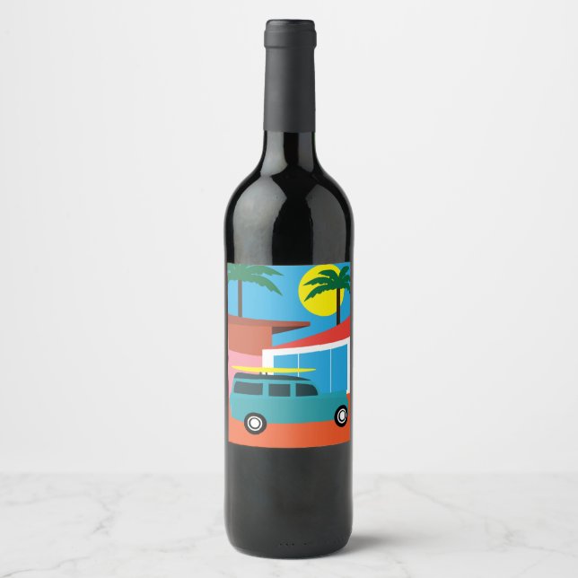 Retro Mid-Century Modern California Print Wine Label (Front)