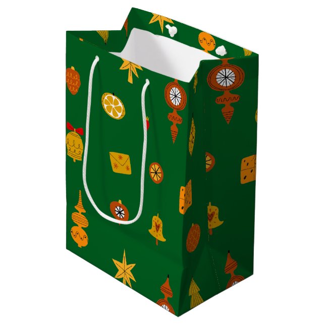Retro Mid-Century Modern Christmas Icons  Medium Gift Bag (Front Angled)