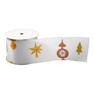 Retro Mid-Century Modern Christmas Icons  Satin Ribbon