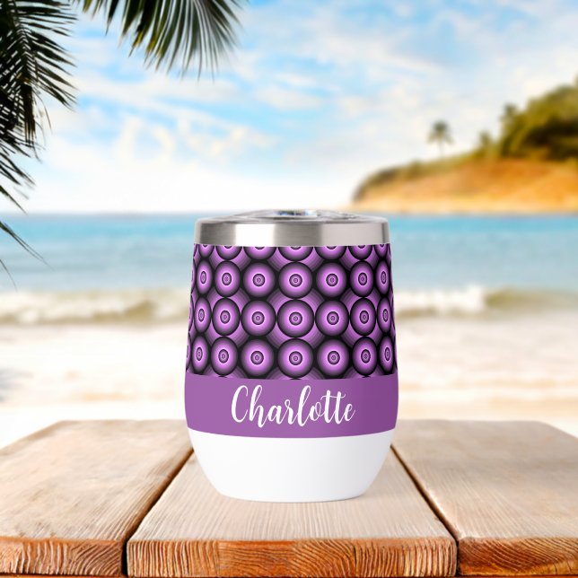 Retro mid century modern circles name monogram (Beach (Rotated))