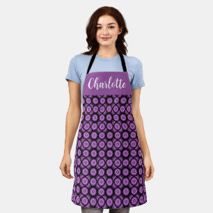 Retro mid century modern circles name monogram apron