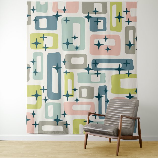 Retro Mid Century Modern Classic Playing Cards Tapestry (In Situ)