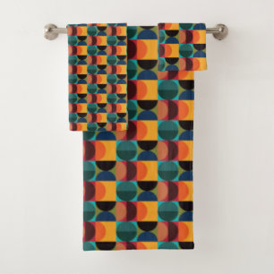Retro Mid Century Modern Classic Shapes Bath Towel Set
