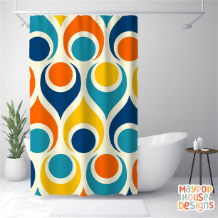 Retro Mid Century Modern Colourful Shower Curtain