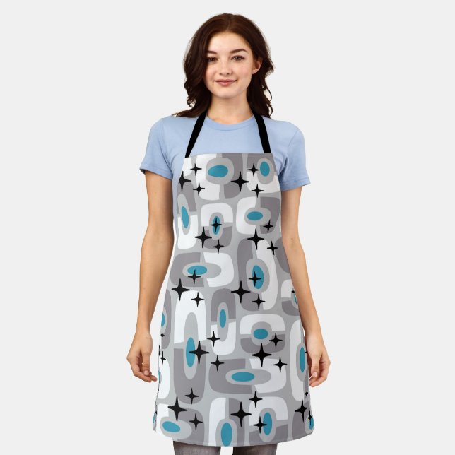 Retro Mid Century Modern Cosmic Abstract Pattern Apron (Worn)