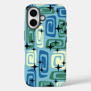 Retro Mid Century Modern Cosmic Abstract Pattern iPhone 16 Case