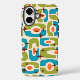 Retro Mid Century Modern Cosmic Abstract Pattern iPhone 16 Case