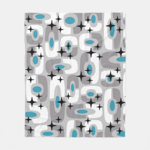 Retro Mid Century Modern Cosmic Abstract Pattern Fleece Blanket