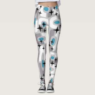 Retro Mid Century Modern Cosmic Abstract Pattern Leggings