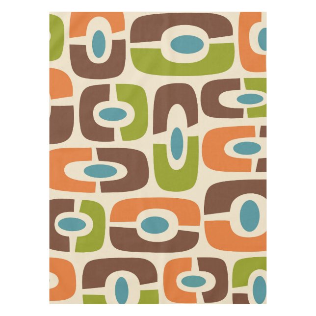 Retro Mid Century Modern Cosmic Abstract Pattern Tablecloth (Front)