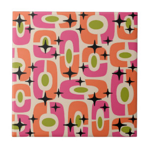 Retro Mid Century Modern Cosmic Abstract Pattern Tile