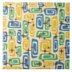 Retro Mid Century Modern Cosmic Abstract Pattern Tile