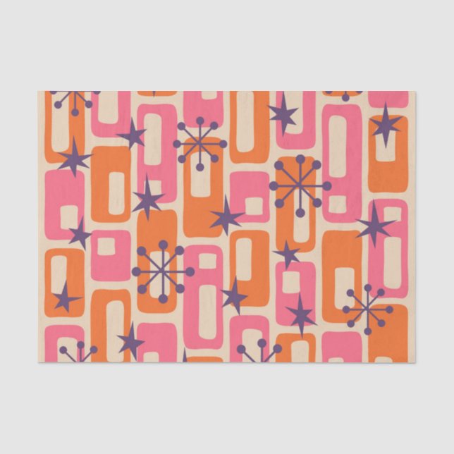 Retro Mid Century Modern Cosmic Abstract Pattern Tissue Paper (Front)