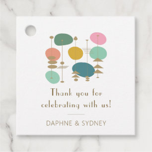 Retro Mid Century Modern Custom Wedding Thank You Favour Tags