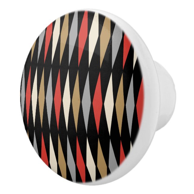 Retro Mid Century Modern Diamond Pattern Ceramic Knob (Right)
