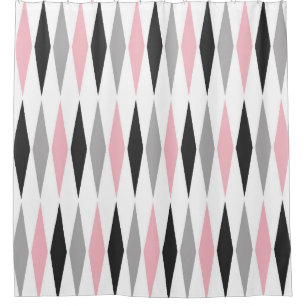 Retro Mid Century Modern Diamond Pattern Shower Curtain