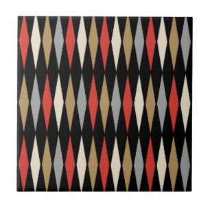 Retro Mid Century Modern Diamond Pattern Tile