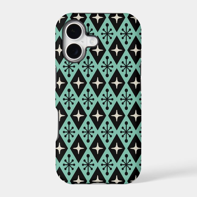 Retro Mid Century Modern Diamond Starburst Pattern (Back)