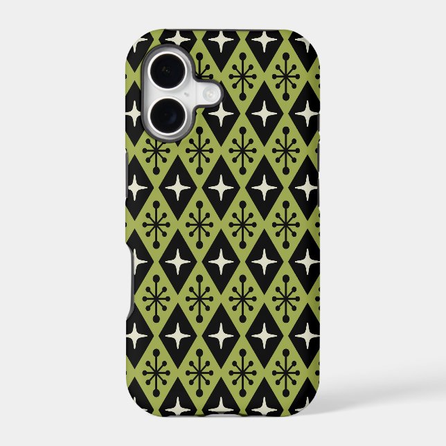 Retro Mid Century Modern Diamond Starburst Pattern (Back)