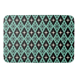 Retro Mid Century Modern Diamond Starburst Pattern Bath Mat