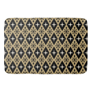 Retro Mid Century Modern Diamond Starburst Pattern Bath Mat