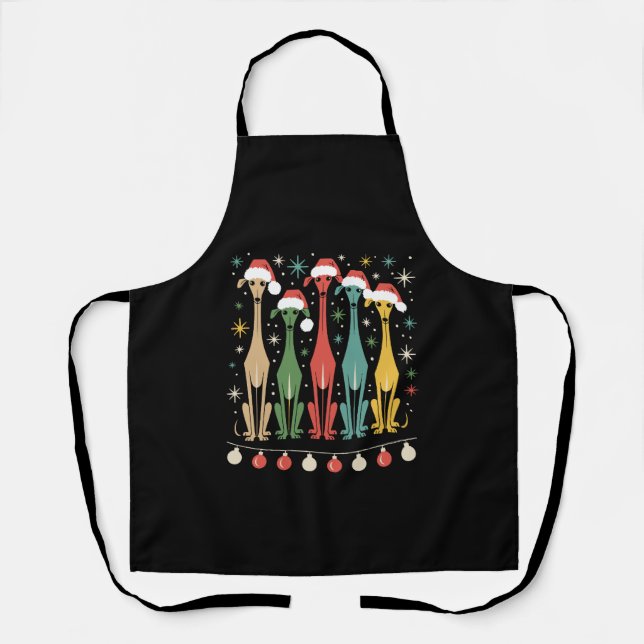 Retro Mid-Century Modern Dogs 50s 60s Style Xmas Apron (Front)