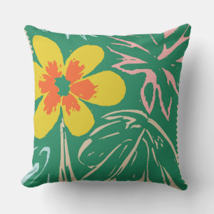 Retro Mid Century Modern Floral Design Cushion