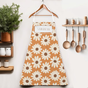 Retro Mid-Century Modern Floral Name Apron