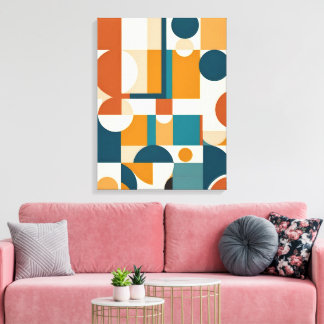 Retro Mid-Century Modern Geometric Abstract Canvas Print