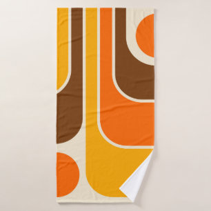 Retro Mid Century Modern Geometric Design Bath Towel Set