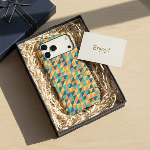 Retro Mid Century Modern Geometric Teal Orange iPhone 16 Pro Max Case