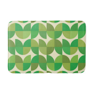 Retro Mid century Modern Green Geometric pattern   Bath Mat