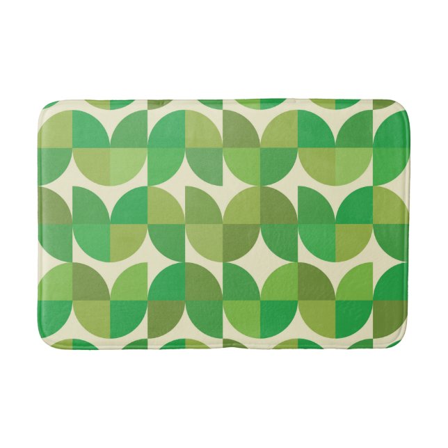 Retro Mid century Modern Green Geometric pattern   Bath Mat (Front)