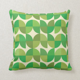 Retro Mid century Modern Green Geometric pattern  Cushion