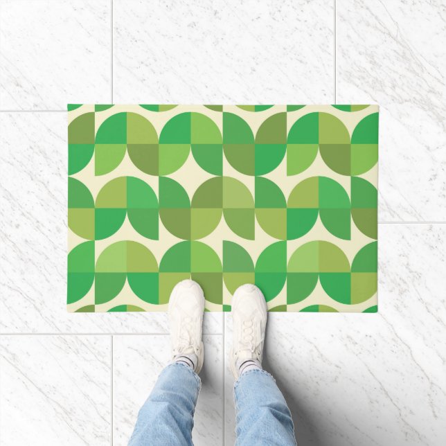 Retro Mid century Modern Green Geometric pattern   Doormat (Indoor)