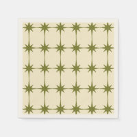 Retro Mid-century Modern Green Star Pattern