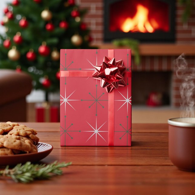 Retro Mid Century Modern Holiday 50s 60s Starburst Wrapping Paper (Creator Uploaded)