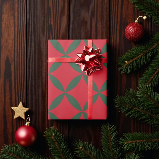 Retro Mid Century Modern Holiday Floral  Wrapping Paper (Creator Uploaded)