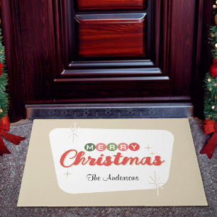 Retro Mid-Century Modern Merry Christmas Doormat