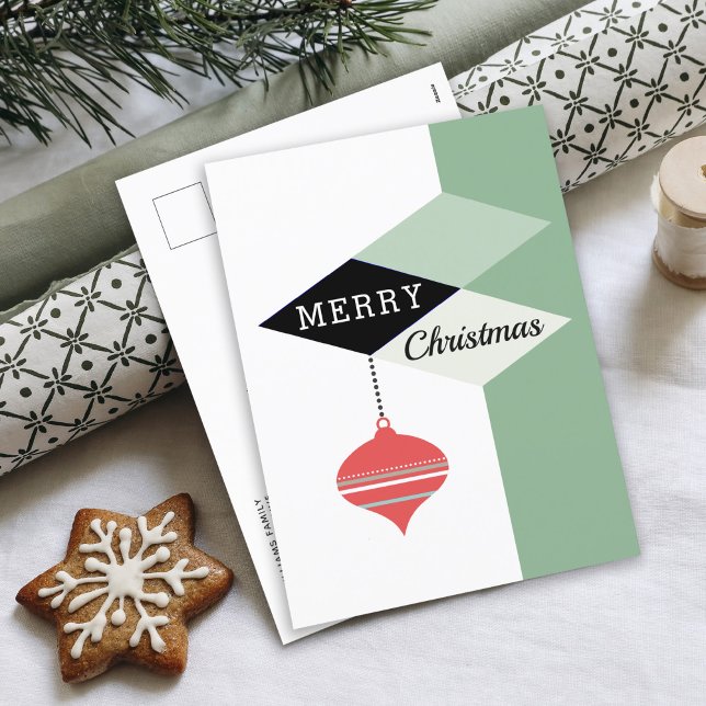 Retro Mid-Century Modern Merry Christmas Holiday Postcard (Creator Uploaded)