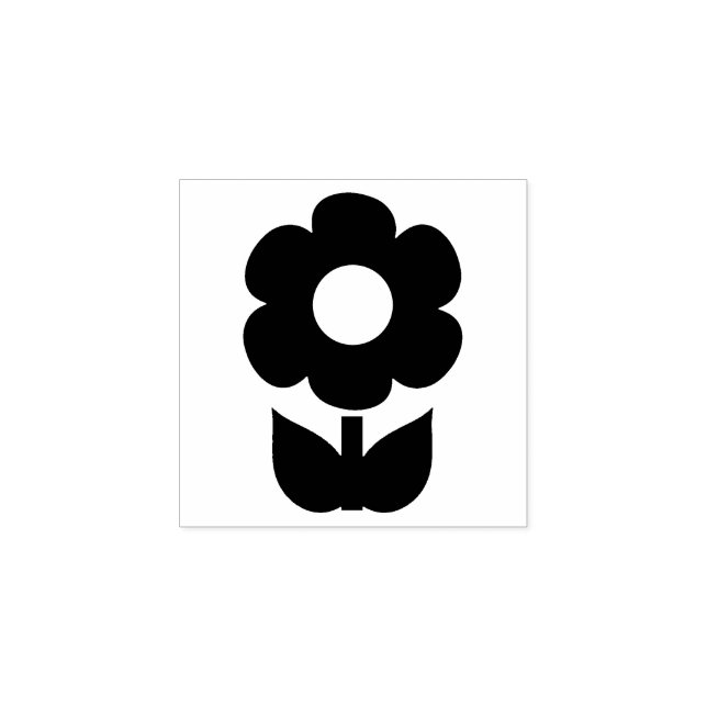 Retro Mid Century Modern Minimalist Flower Rubber Stamp (Imprint)