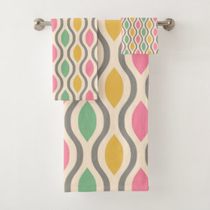 Retro Mid Century Modern Ogee Pattern Bath Towel Set